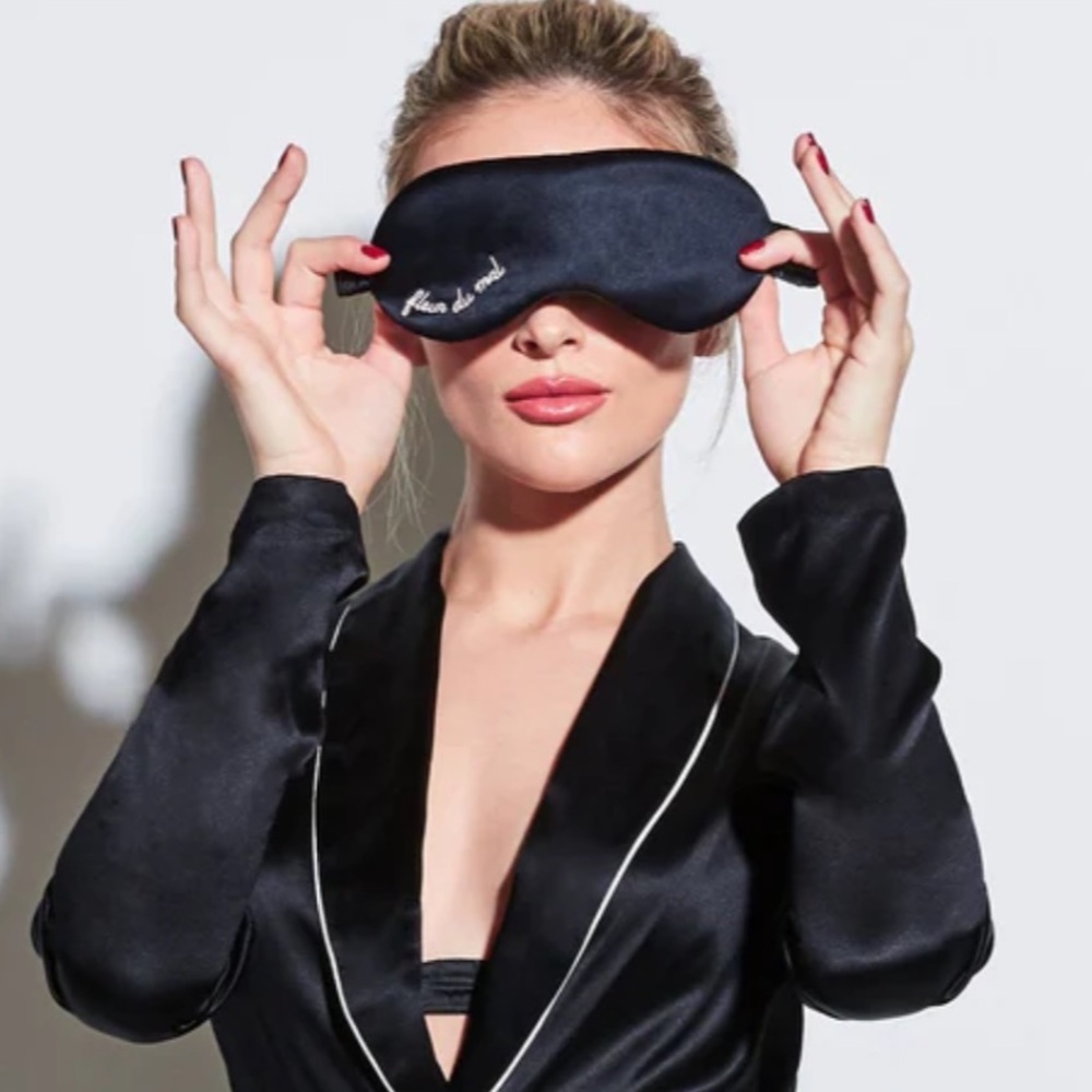 New Fleur du Mal Logo Silk Eye Mask Sleep Mask 100% silk